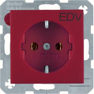 Wandcontactdoos opdruk SCHUKO rood mat S.1/B.3/B.7 glas