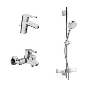 Wastafelmengkraan met badmengkraan en glijstang HANSAPRIMO