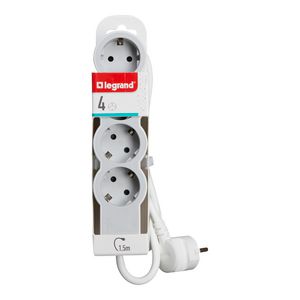 Contactdoos standaard 4x2P + A 1,5m. wit-grijs VVE=10
