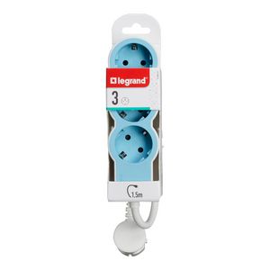 Contactdoos standaard 3x2P + A 1,5m. soft blauw VVE=10