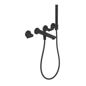 Afbouwdeel 3-gats inbouw badkraan handdouche Cubic Cut greep mat zwart Citterio-C
