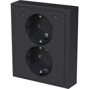 wandcontactdoos ra dubbel kv + USB-C/C inbouw Future antraciet