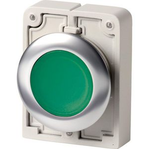 Signaaldrukknop 30mm RVS vlak groen vast