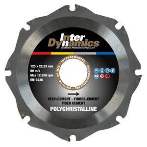 Polychristalline diamantzaagblad 125mm asgat 22.23mm