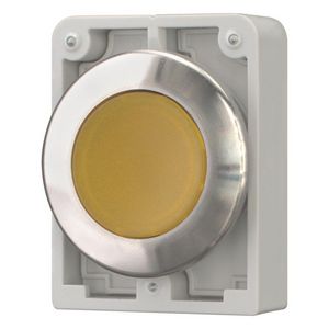 Signaaldrukknop 30mm RVS vlak geel terugverend