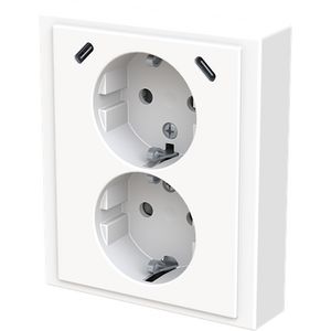 wandcontactdoos ra dubbel kv + USB-C/C inbouw Future studiowit