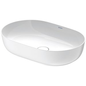 LUV #037960v opzetwastafel 600mm kleur buitenkant wit zijdemat (wit glans binnen) zonder kraangat geslepen onderzijde