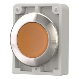 Signaaldrukknop 30mm RVS vlak amber terugverend