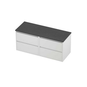 Deck Set Top afdekplaat hardsteen en onderkast greeploos 4 laden symmetrisch in kader 1200x460x540mm Blue stone/matt white