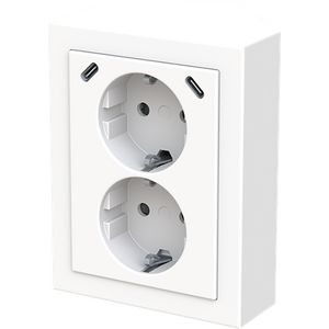 wandcontactdoos ra dubbel kv + USB-C/C hoekmontage Future studiowit