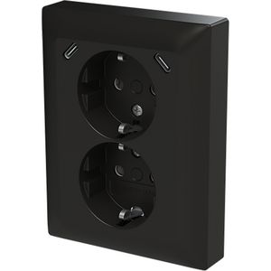 wandcontactdoos ra dubbel kv + USB-C/C inbouw Balance mat zwart