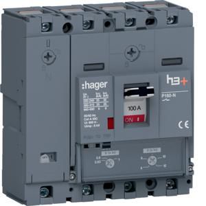 Vermogensautomaat h3+ P160 TM 4P4D 100A25 kA kooiklemmen
