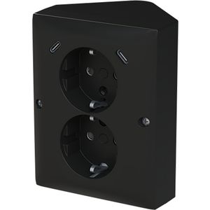 wandcontactdoos ra dubbel kv + USB-C/C hoekmontage Balance mat zwart