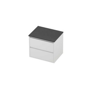 Deck Set Top afdekplaat hardsteen en onderkast greeploos 2 laden symmetrisch in kader 600x460x540mm Blue stone/matt white