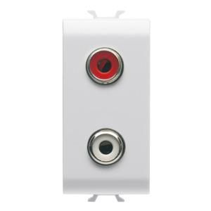 AUDIO AND VIDEO SOCKET-DOUBLE RCA-1 MODULE-SATIN WHITE