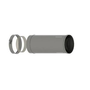 Pijp galva-RVS Ø150/100 500mm inkortbaar, alu-metallic
