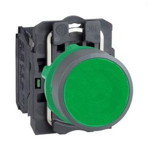 green flush pushbutton 1NO screw clamp cp grey