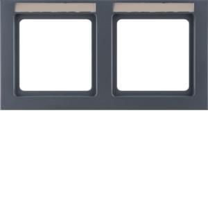 Afdekraam 2v hor. tekstveld berker Q.3 antraciet soft-finish