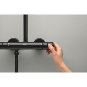 Vitalio Start 250 douchesysteem met badthermostaat matte black (mat zwart)