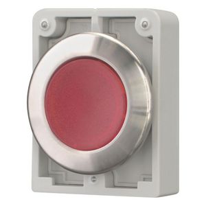 Signaaldrukknop 30mm RVS vlak rood terugverend