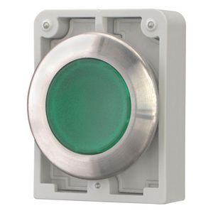 Signaaldrukknop 30mm RVS vlak groen terugverend