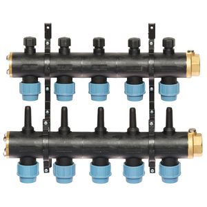 Brineverdeler 4410 11/4" kunststof + PE-koppeling 32mm 5-groepen