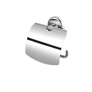 Closetrolhouder chroom met klep en ronde rozet HOTEL