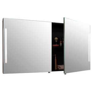 Spiegelkast SKB03 condensvrij 900x160mm dubbelzijdig zwart incl. verticale led verlichting + sensor