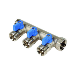 Verdeler 1" met 2 uitgangen euroconus incl. kogelkranen blauw VVE=5