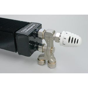 Ventielset alum. 16mm 2-pijps met molestb. thermostaatknop