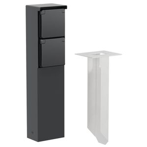 Spuitwaterdichte tuinpaal 2voudig stopcontact grondpin zwart