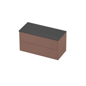 Deck Set Top afdekplaat hardsteen en onderkast tbv grepen 2 laden symmetrisch in kader 1000x460x540mm Blue stone/Beauty blush