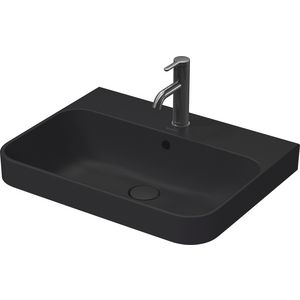 HAPPY D.2 PLUS #236060 opzetwastafel 600mm antraciet mat met kraangat met overloop geslepen onderzijde