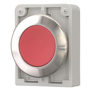 Drukknop 30mm RVS vlak rood terugverend