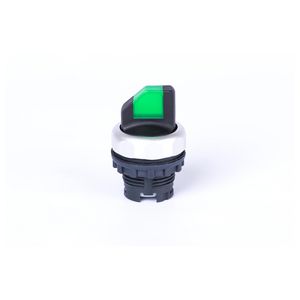 Keuzeschakelaar 2-standen met handgr.knop tijdelijk met verlichtings-mogelijkheid Groen