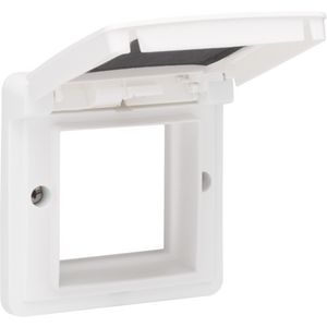Aanpaskader met klapdeksel 45x45mm spuitwaterdicht wit