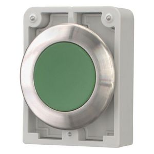 Drukknop 30mm RVS vlak groen terugverend