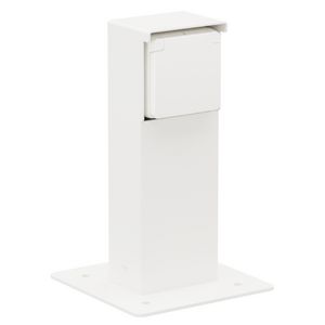 Spuitwaterdichte tuinpaal enkel stopcontact grondplaat wit