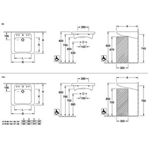 Rolstoelwastafel ViCare (Architectura Vita) 650x550mm wit Alpin C+ met kraangat + overloop