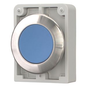 Drukknop 30mm RVS vlak blauw terugverend