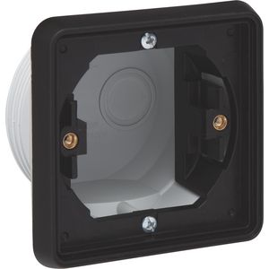 Spuitwaterdichte enkelvoudige inbouwdoos + kader Hydro 1 functie zwart