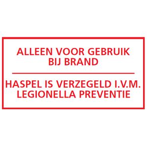 Sticker alleen bij brand 100x200mm verzegeld ivm legionella (809-173196)