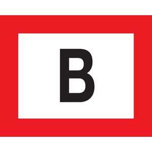 BORD 300x400 "B" FOND WIT,RAND ROOD,LETTER ZWRT (809-172391)