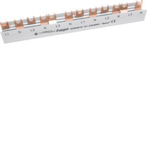 Aansluitrail vork / kamrail 3-polig + Nul 16mm² 12 modulen