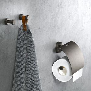 Closetrolhouder zwart geborsteld met klep NEMOX BRUSHED BLACK METAL