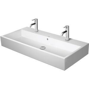 VERO AIR #235010 wastafel 1000mm wit met 2 kraangaten met overloop