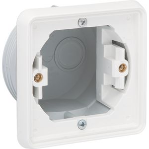 Spuitwaterdichte enkelvoudige inbouwdoos + kader Hydro 1 functie wit