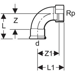 Schroefbus haaks (bocht) MAPRESS C-STAAL 15x1/2"bn.