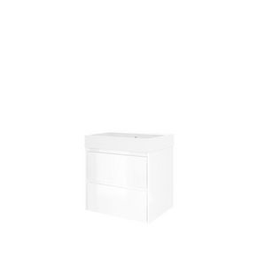 Set Proline polystone Loft wastafel mat wit zonder kraangat onderkast symmetrisch glans wit 60x46cm