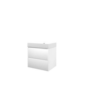 Set Proline polystone Loft wastafel mat wit zonder kraangat onderkast symmetrisch mat wit 60x46cm